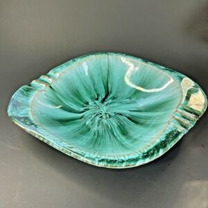 Vintage Blue Mountain Pottery Ashtray Drip Glaze Ornament BMP Canada Green Large